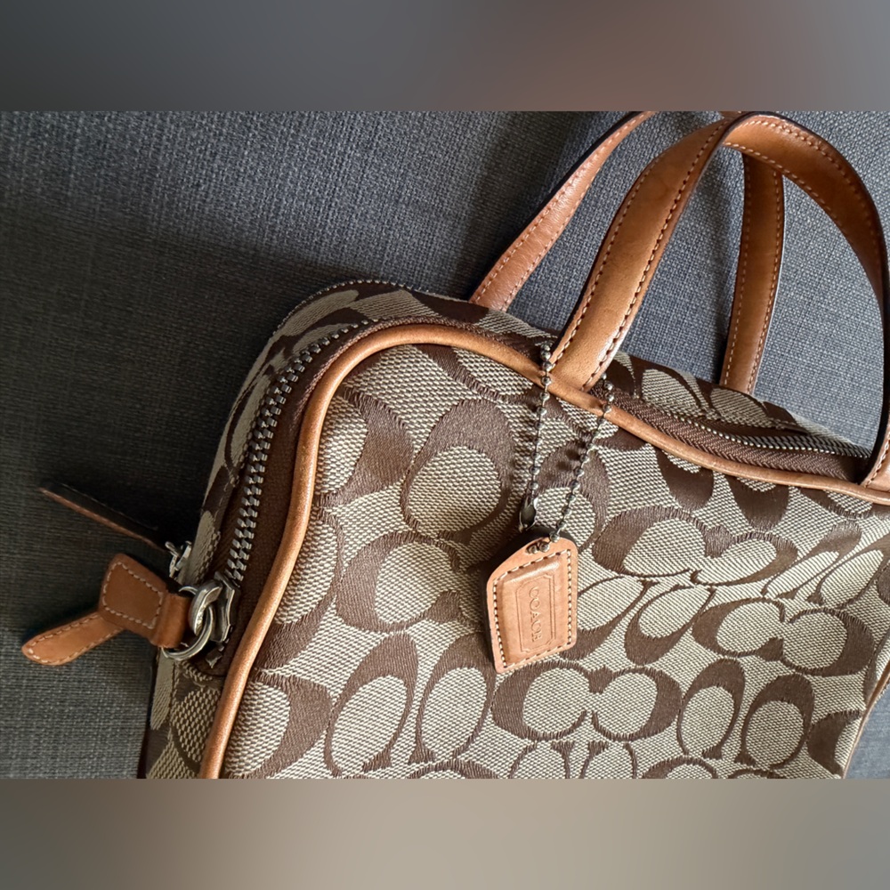 Coach Tan and Brown Signature Bag